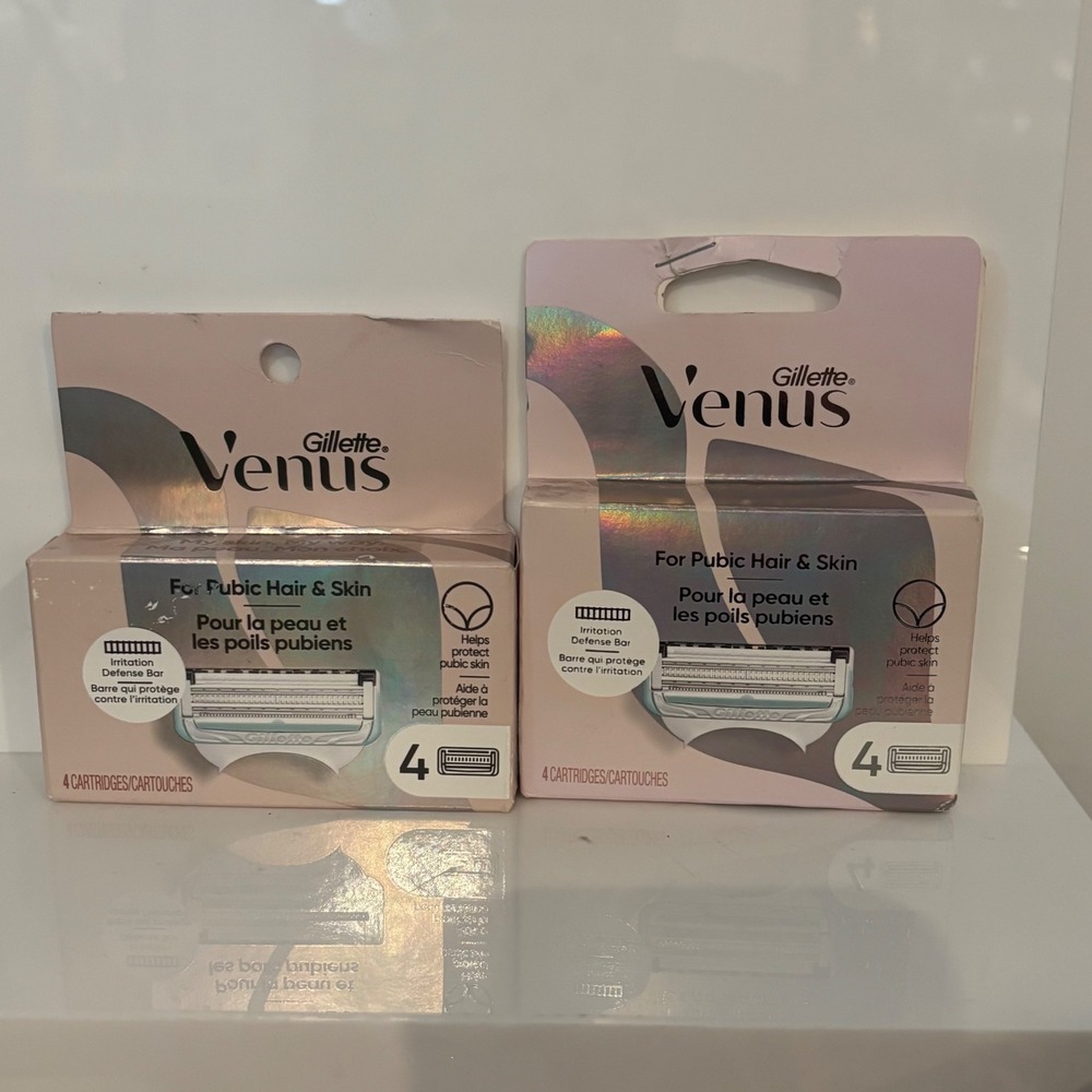 Gillette Venus For Pubic Hair and Skin Razor Blade Refills 2 Packs 8 Cartridges - Picture 2 of 3